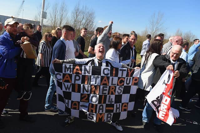Newcastle fans prior to the Barclays Premier League match between Sunderland and Newcastle United at Stadium of Light on April 5, 2015 in Sunderland, England.  (Photo by Michael Regan/Getty Images)
