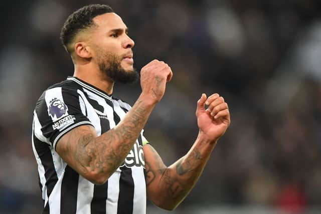 Jamaal Lascelles celebrates his goal against Chelsea. 