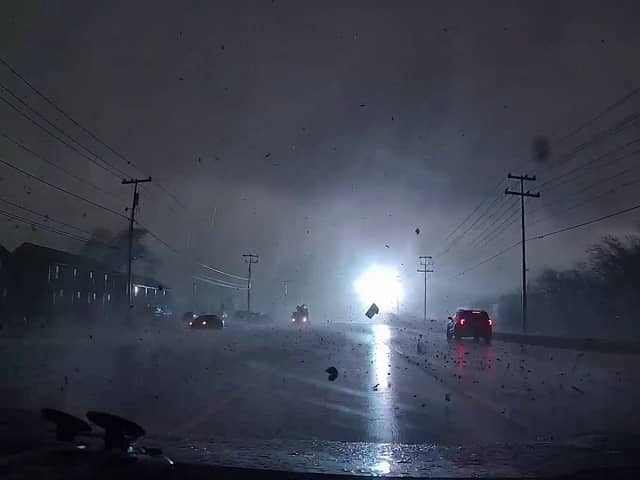 Cameron McNeil drove his car through a tornado in Clarksville, Tennessee on Saturday Picture: Cameron McNeil / SWNS 