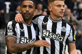 Callum Wilson and Harvey Barnes in action for Newcastle United. 