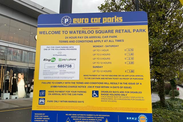 New signage at the car park.