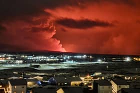 The volcano near the Icelandic town of Grindavik has erupted after weeks of anticipation which saw residents evacuate from nearby villages. (Credit: AFP via Getty Images)