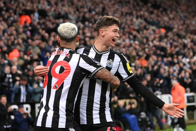 Newcastle United midfielder Lewis Miley. (Photo by Stu Forster/Getty Images)