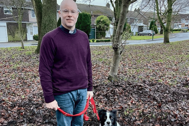 The parish priest has managed to drop three waist sizes as a result of his weight loss.