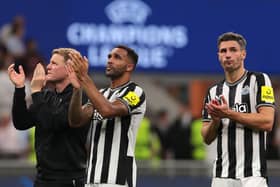 Callum Wilson and Fabian Schar during Newcastle United's Champions League campaign. 