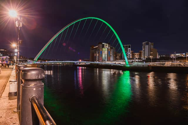 North East landmarks shone green in December in support of Childline.