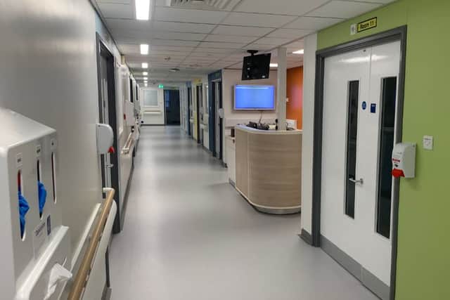 Ward 8 has been fitted out to use colours to help direct patients to different areas. Photo: South Tyneside and Sunderland NHS Foundation Trust.