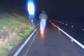 A scooter rider was caught over the drink-drive limit on a motorway hard shoulder Picture: Avon and Somerset police