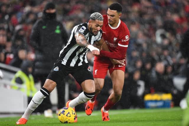 Joelinton back in action for Newcastle United against Liverpool. 