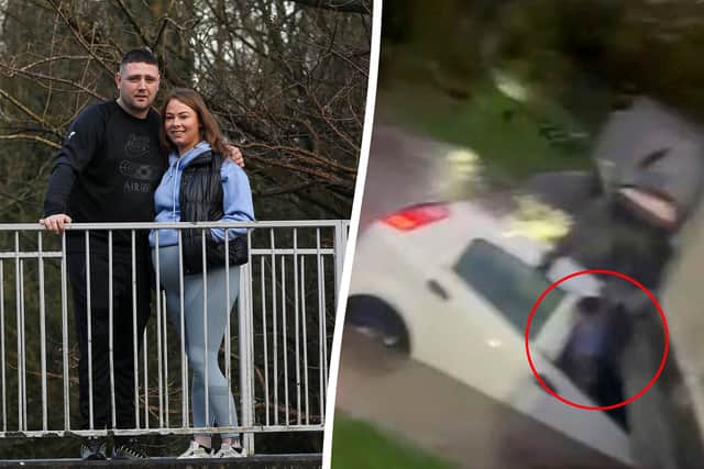 Liam Stych and Tia Draper rescuers who saved a woman and her child from a submerged car on Green Lane, in Hall Green, Birmingham.