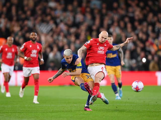 Jonjo Shelvey in action for Nottingham Forest against Newcastle United 