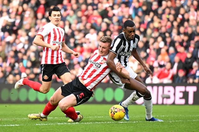 Dan Ballard's last-ditch challenge on Alexander Isak was deemed fair by the on field referee during the 3-0 win at the Stadium of Light last month. 