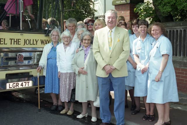 Ken Jolly with passengers heading for Alnwick from a Sunderland nursing home, just before the company stopped trading in 1995.