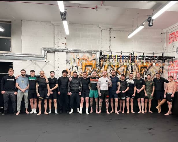 The team that helped Jordan complete his sparring challenge