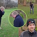 The friendly parrot decided it wanted in on the action, and perched on the backs and shoulders of two of the golfers as they attempted to take their shots