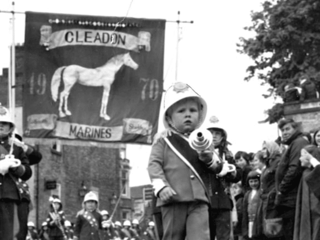 Ian Sanderson, 4, of Cleadon Marines Jazz Band in the march in Yorkshire in 1975. 