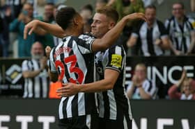 Newcastle United wingers Harvey Barnes (right) and Jacob Murphy (left). 