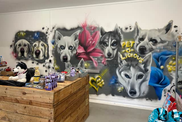 The mural inside the shop