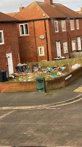 Fly tipping at empty property in South Shields