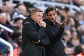 Newcastle United head coach Eddie Howe and assistant Jason Tindall. (Photo by Stu Forster/Getty Images)