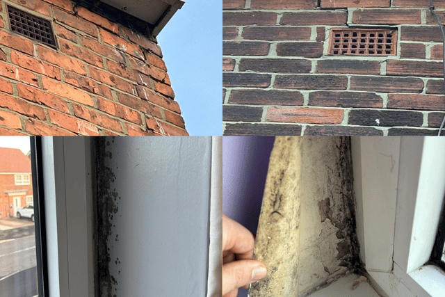 Problems with the roof has caused brick work to bulge and damp within the property.