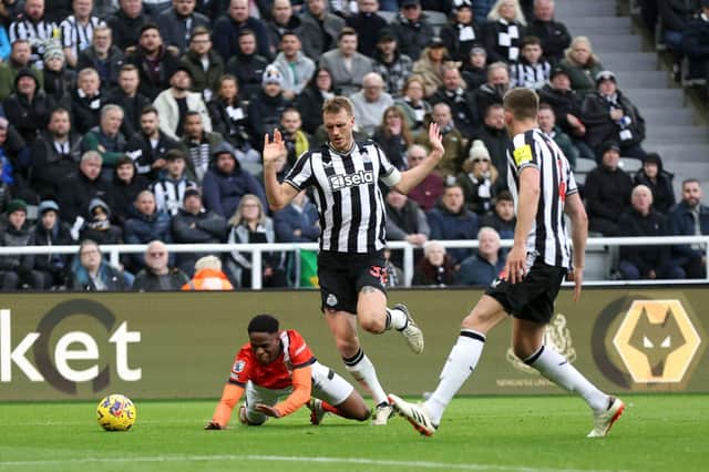Dan Burn conceded a penalty for a foul on Chiedozie Ogbene at St James' Park on Saturday. Ogbene has been named as one of the Premier League's fastest players this season.