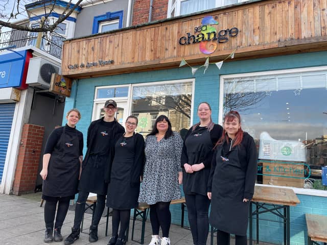 Sarah Farrell-Forster (middle) with the Sea Change staff team.