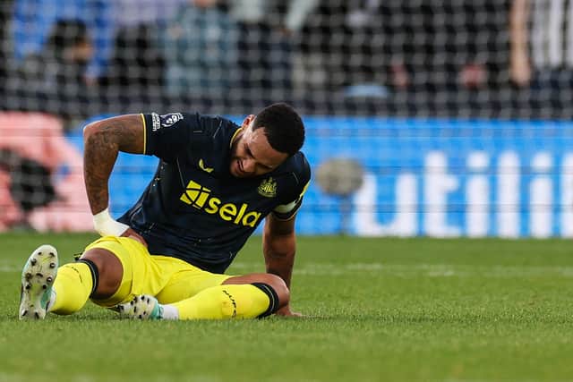 Jamaal Lascelles picked up an injury at Luton Town in December. 