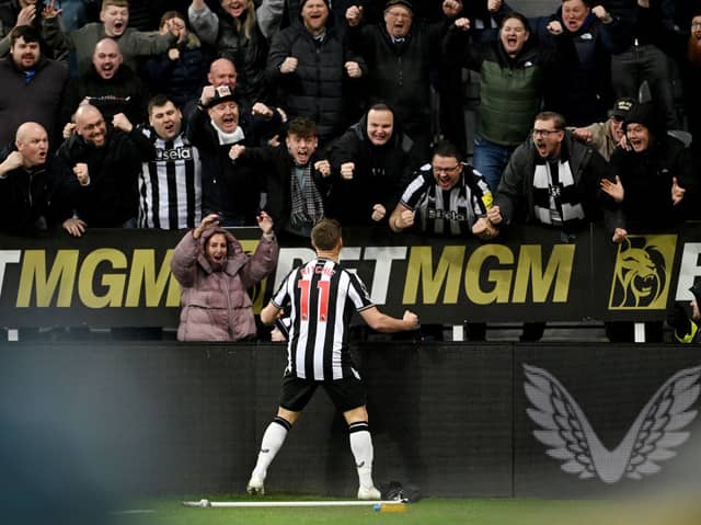 Matt Ritchie celebrating scoring a late equaliser for Newcastle United against former club Bournemouth.