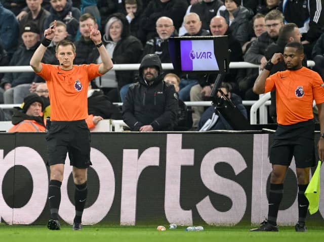 Newcastle United were awarded a penalty by Michael Salisbury during their clash against Bournemouth after a lengthy VAR review.
