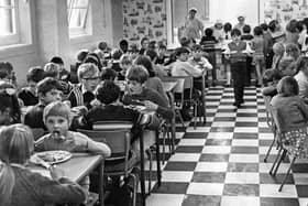 After 120 years, Barnes Road Junior School finally got a dining room, converted from the air raid shelter that stood in the yard. Does this bring back memories of 1970?