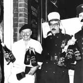 Bob Fox, Dave Brown and Sean Hudson on their return from France, delivering wine to manager Harry Hudson of the Cottage Tavern, Cleadon. Does this bring back memories?