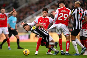 Bruno Guimaraes in action against Arsenal. 