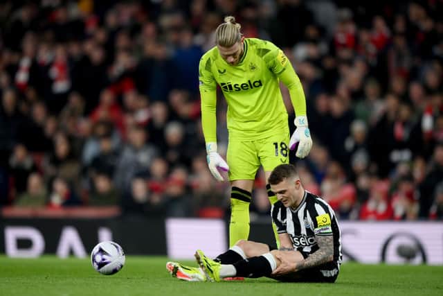Loris Karius in action for Newcastle United.
