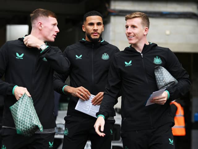 Newcastle United trio Elliot Anderson, Jamaal Lascelles and Matt Targett. (Photo by Stu Forster/Getty Images)