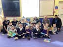 Children and staff from Sunshine Nursery and West Boldon Primary School