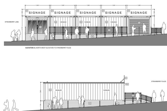 The proposed design for the temporary Newcastle United club shop. 