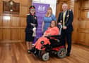 Lord Lieutenant of Tyne and Wear Lucy Winskell is pictured with British Empire Medal recipients Julia Robinson and Tara Mackings, and the Mayor, at South Shields Town Hall.