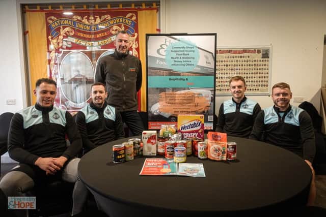 Hospitality and Hope team up with South Shields FC for food drive

Credit: Wayne Madden/Hospitality and Hope