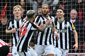 Joelinton celebrates with Newcastle United