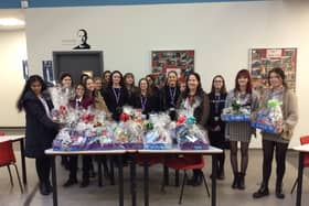 St Joseph's pupils with donations