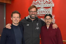 Michael Edwards (left), Jurgen Klopp (middle) and Mike Gordon (right) // (Photo by John Powell/Liverpool FC via Getty Images)