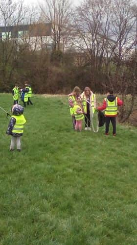 Children taking part in the litter pick