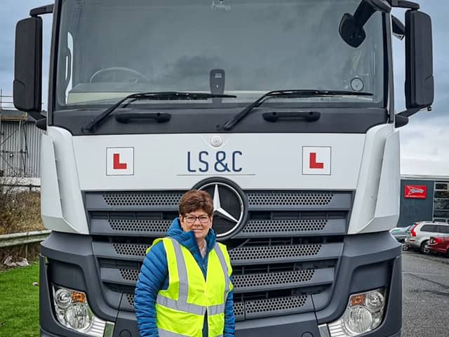 Cllr Carter is pictured at Logistics Skills and Consultancy which offer Skills Bootcamps in HGV driving