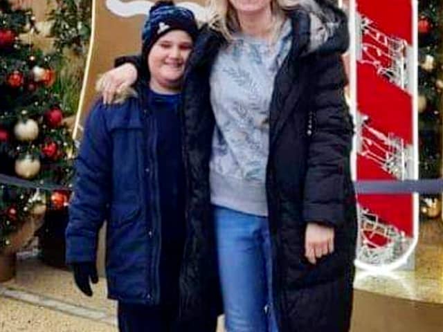 Laura Coupland, 39, with her son Lincoln-Jay, 11. The family were at home when their house and car was allegedly petrol bombed. No arrests have been made.