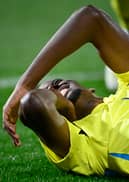 Sweden's forward #09 Alexander Isak reacts on the field during the international friendly football match between Portugal and Sweden at the Dom Afonso Henriques stadium in Guimaraes, on March 21, 2024. (Photo by MIGUEL RIOPA / AFP)