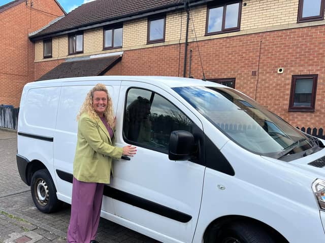 Angie with the new Hebburn Helps van