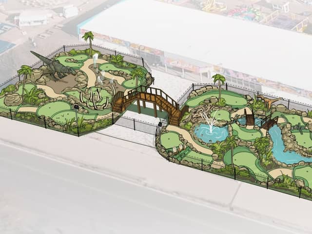 How the new ‘adventure golf’ development on land near Oasis Amusements could look. Photo: Greenspan Projects Ltd.
