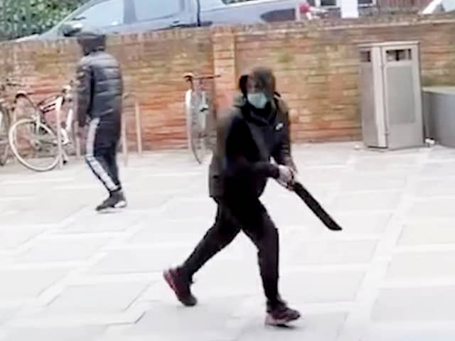 Jack Bolton, with a huge knife on the streets of Nottingham. 