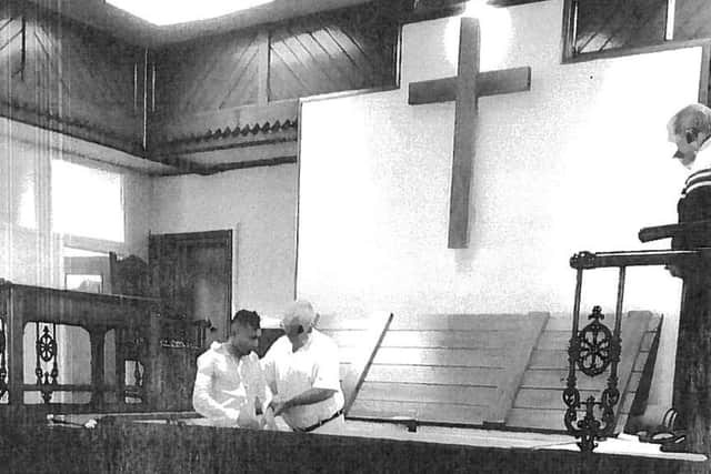 London chemical attack suspect Abdul Ezedi being baptised at Grange Road Baptist Church, in Jarrow, in June 2018. Photo: Judicial Office/PA Wire.